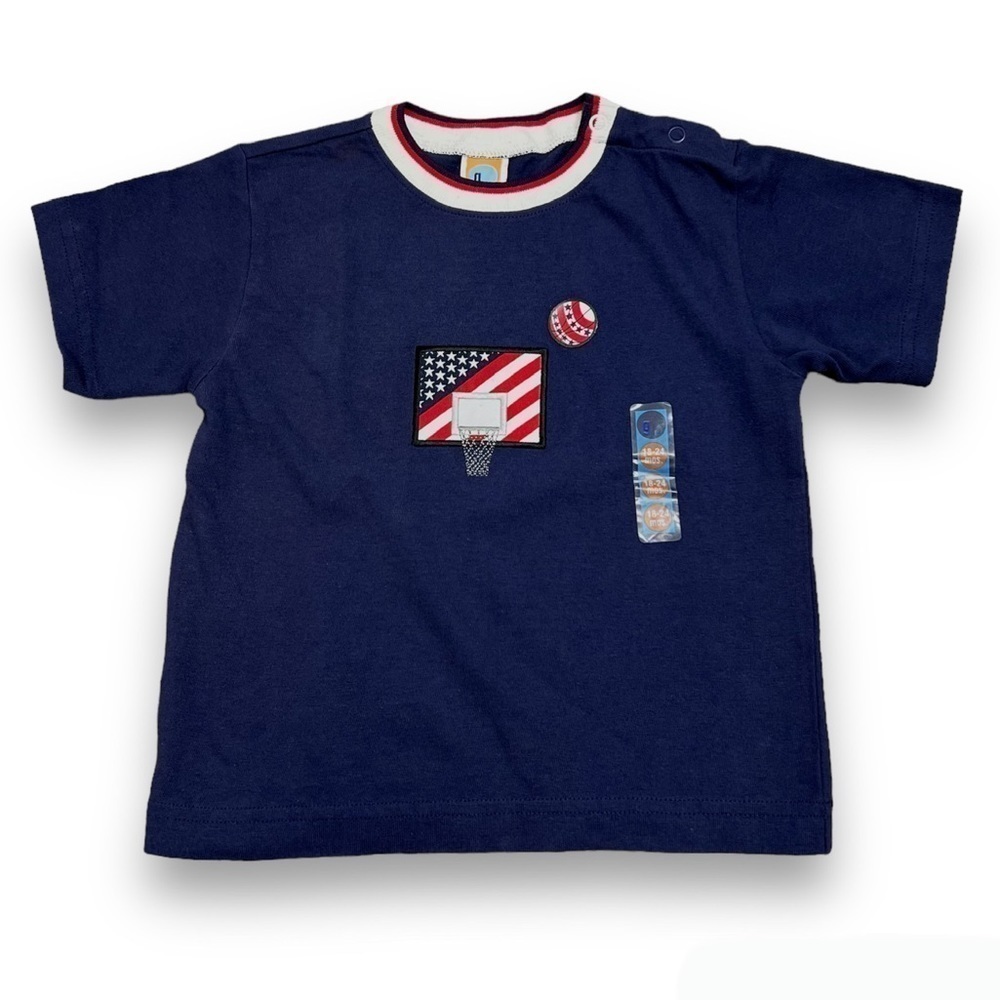 Gymboree Patriotic Basketball T-Shirt Top Vintage 2001 Baby Boys 18-24 mo. New